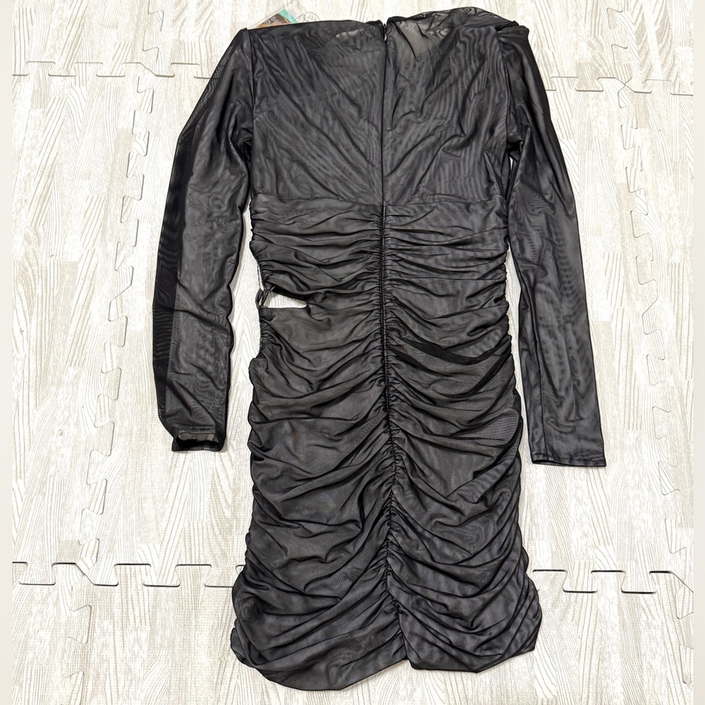 NWT Self-Portrait Mesh Ruched Mini Dress - Picture 7 of 12